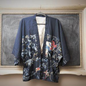 Floral & Bird printed short robe